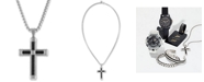 Esquire Men's Jewelry Diamond Accent Cross 22" Pendant Necklace  in Stainless Steel & Black Ion-Plate, Created for Macy's